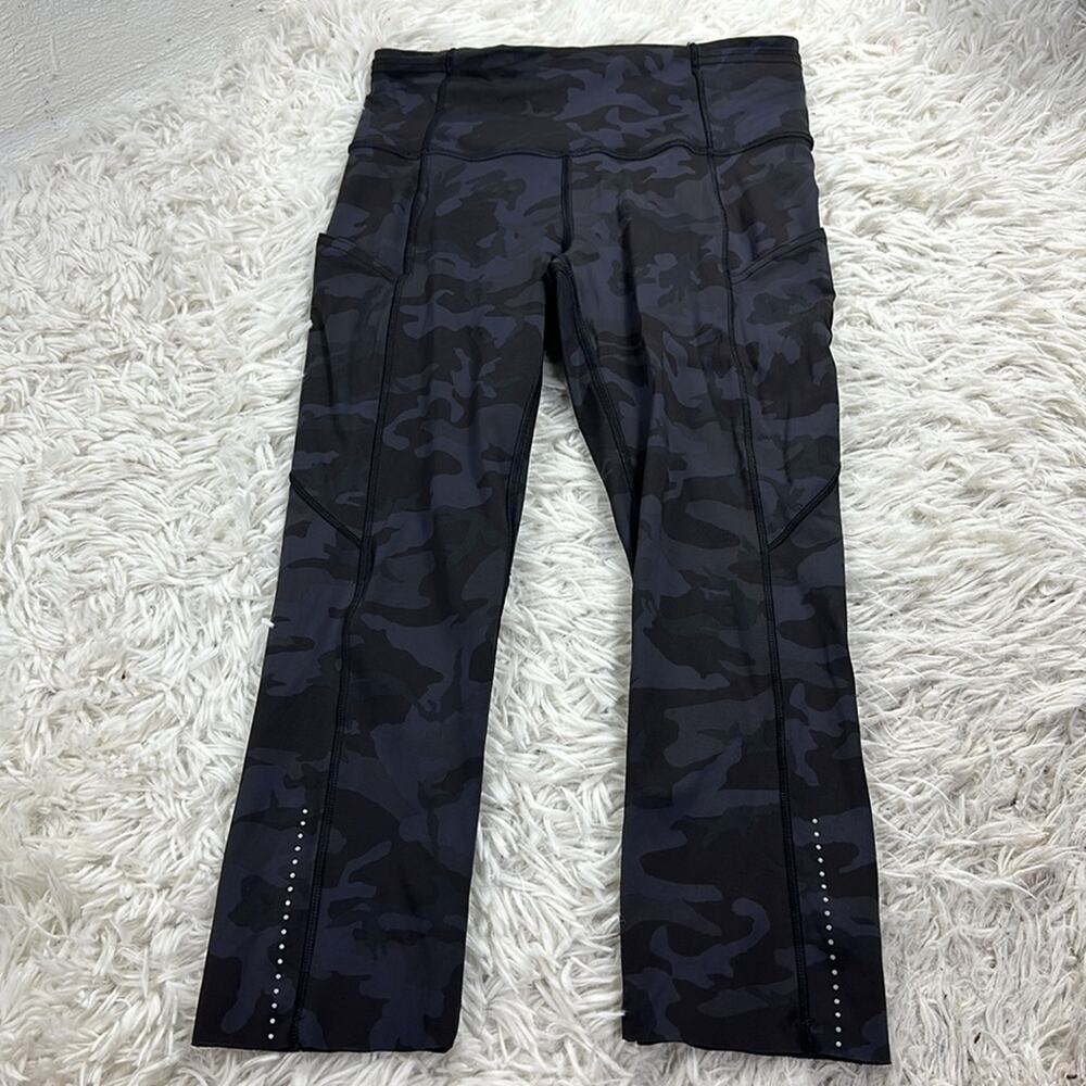 Lululemon Fast and Free Crop II 19" *Nulux Incognito Camo Multi Grey